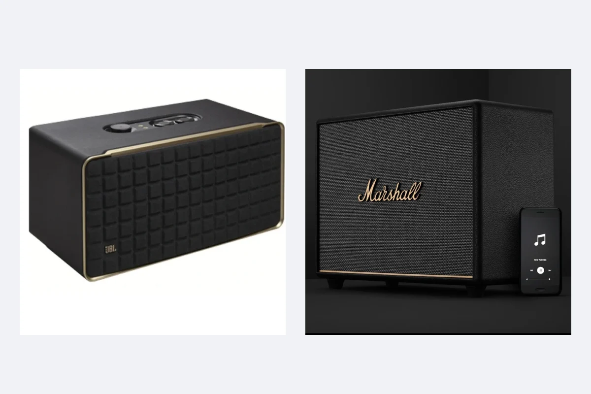 Loa JBL Authentics 500 (trái) và Marshall Woburn III (phải)